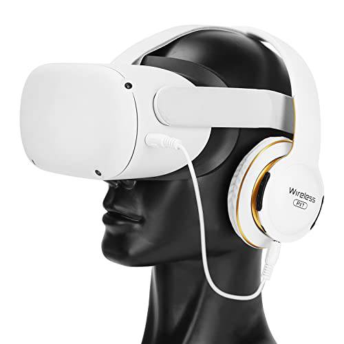 게이밍 헤드폰,헤드셋 오큘러스 퀘스트 2 헤드셋 증가하다 VR Immersion - VR 헤드폰,헤드셋 커스텀 Length 케이블, 최적화 게이밍 오디오 드라이버, VR 오큘러스 퀘스트 2 악세사리 - 화이트