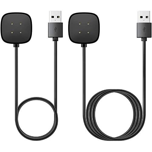[2-Pack]Charger 케이블 호환가능한 핏빗 감각/ 핏빗 베르사 3, 교체용 USB 충전 거치대 도크 스탠드 케이블 스마트 워치 감각/ 베르사 3(3.3 ft/ 1.0ft)