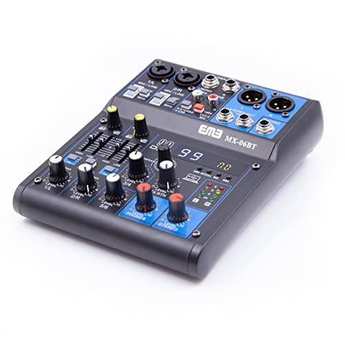 EMB MX06BT 99 DSP 6-Channel 오디오 믹서,휘핑기 믹싱 콘솔 MP3 사운드 데스크 블루투스
