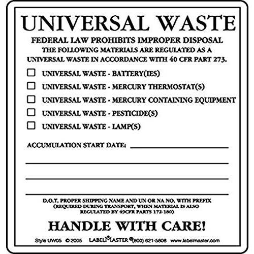 Labelmaster UW05 범용 Waste 라벨, PVC-Free 필름 Stock (팩 of 100)
