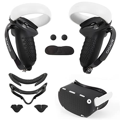 오큘러스 퀘스트 2 악세사리, VR 컨트롤러 Gips 커버, VR 쉘 커버, VR 얼굴,페이셜 벤트 소프트 인터페이스 브라켓 악세사리 5-in-1 Set(Black)
