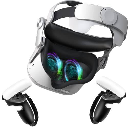 QWOS Halo 헤드 스트랩 호환가능한 퀘스트 2, Elite 스트랩&  컨트롤러 그립 커버 악세사리 강화 지원 and 편안한 in VR 메타 오큘러스 퀘스트 2