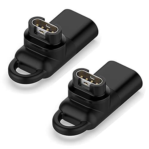EXMRAT USB-C Female to 가민 스마트워치 충전 커넥터 Male 어댑터 타입 C Fenix, Instinct 2, 진동 3, Forerunner 245 시리즈 [2-Pack] ( 블랙 - USB Female)