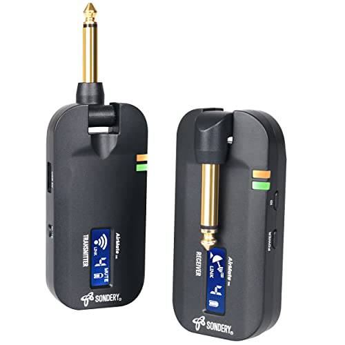 Sondery 기타 무선 시스템 송신기 and 리시버, 5.8G 오디오 전송 4 채널, USB C 타입 5V Li 배터리 충전