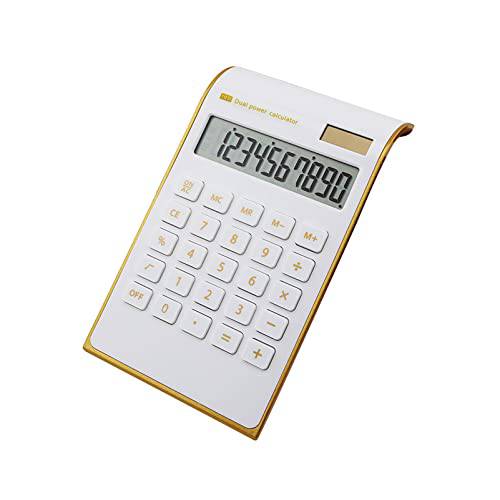 듀얼 전원 계산기, 울트라 Thin 태양광 파워 계산기 가정용 오피스 데스크탑 계산기 Tilted LCD 디스플레이 비지니스 슬림 데스크 Calculator(White)