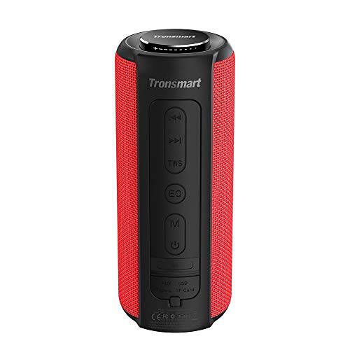 Tronsmart T6 플러스 - 울트라 프리미엄 40W 블루투스 스피커 - 고음량 360° HD 써라운드 사운드, 휴대용 블루 톱니 스피커, Tri-Bass 효과, 15-H 재생시간, IPX6, 스포츠 아웃도어, NFC (레드)