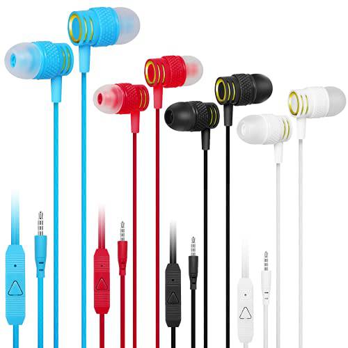 세트 of 4 UrbanX R2 유선 in-Ear 헤드폰,헤드셋 마이크 아마존 파이어 HD 10 Tangle-Free 케이블, 소음 차단 이어폰, 딥 베이스, in-Ear 버드 실리콘 팁