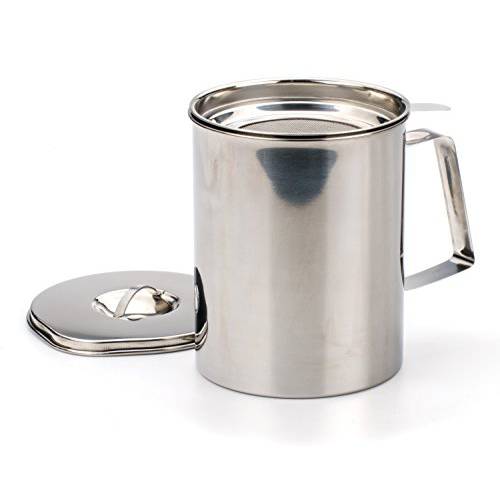 RSVPInternational 지구력 스테인레스 스틸 Fryer’s 친구 Pot Can, 6 컵 | 요리,베이킹 오일, 지방, 올리브 오일S, 코코넛 오일& More | 포함 매쉬 스트레이너, 채반 | 구리스 Storage|Dishwasher 세이프