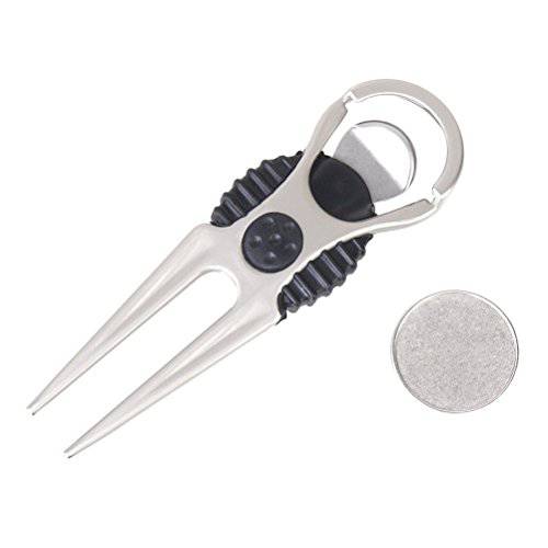 NUOLUX Golfer Club Golf Divot Tool with Ball Marker Repair Tool (Silver)