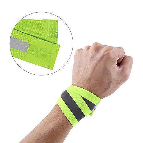 Apphome Reflective Wristband High Visibility Reflective Ankle Bands, High Visibility and Safety for Jogging, Walking, Cycling - Works as Wristbands, Armband, Leg Straps(4 Pack/ 2 Pairs)