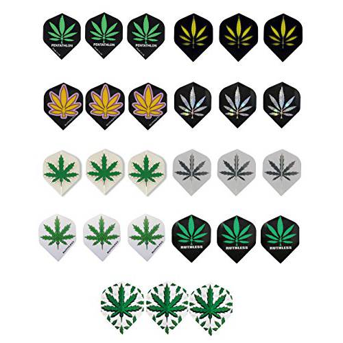 Poly Metronic 6 세트 (18 Pieces) of Pot Leaf Marijuana 스탠다드 사이즈 다트 Flights - 다양한 디자인