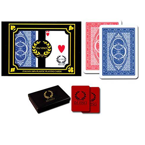 Da Vinci Ruote, 이태리 100 % 플라스틱 카드 놀이, 2-Deck Poker Size Set, Regular Index, 2 컷 카드 포함