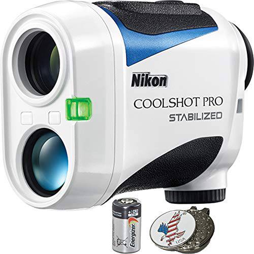 Nikon Coolshot Pro Stabilized Golf Rangefinder + CR2 Battery + 1 Custom Ball Marker Clip Set (American Eagle)