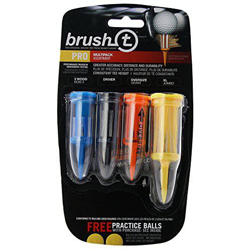 Brush-T Multi-Pack of 4 골프 티 (우드, 드라이버, 오버사이즈, XLT) - 로우 프릭션, More 거리, 일관된 높이