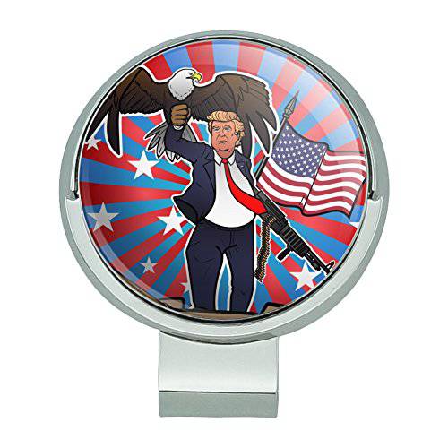 GRAPHICS & MORE Patriotic Donald Trump with Eagle American Flag Gun Golf Hat Clip with Magnetic Ball Marker