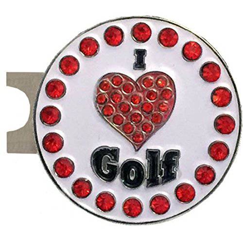 Giggle Golf Bling I Love 골프 레드 골프 볼 마커 A 스탠다드 모자 클립