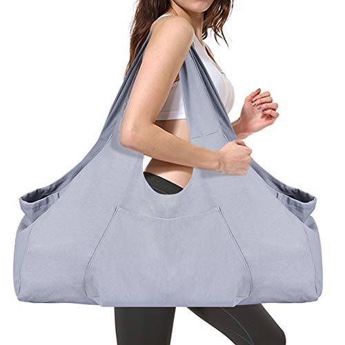 Large Yoga Mat Bag SKL Yoga Tote Bag Sling Carrier with Large Side Pocket & Zipper Pocket, Yoga Mat Holder Fits Most Size Mats