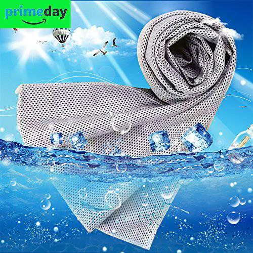 Yezala Cooling Towel-Cool Towel for Instant Cooling Relief-Ice Sports Towel, Stay Cool Microfiber Snap Towel for Sports Workout，Fitness Gym, Yoga, Travel, Camping & More (Gray)