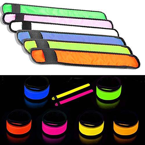 ShineU LED Light Up Running Armband, 4 Pack Water/Sweat Resistant Reflective Slap Bands with Replaceable Battery 3 Flashing Modes Safety Glow Bracelet for Cycling Walking At Night
