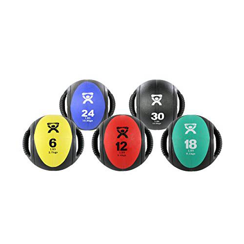 CanDo Dual-Handle Medicine Ball - 9 Diameter - 5-piece set (yellow, red, green, blue, black)