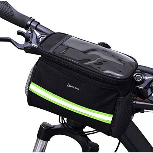 Zento Deals Bicycle Basket Handlebar Bag Removable Bag- Reflective Stripe Polyester Bag with Reflective Stripes for Outdoor Safety at Night