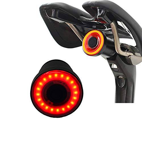 Donpandas USB Rechargeable Bike Tail Light,Waterproof Smart Auto On/Off Bicycle Rear Light Brake Sensing Ultra Light LED Back Lamp + 20h+ Running Time for Any Bike