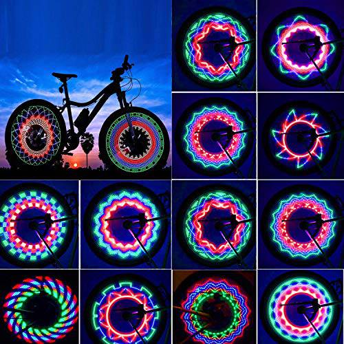 TGJOR 자전거 바퀴 점화, LED 방수 자전거는 32 LED 및 32pcs를 가진 타이어 빛을 변화시킨다 패턴 자전거 림 빛은 산악 자전거 / 도로 자전거 / BMX 자전거 / 잡종 자전거 / 접히는 자전거를 위해 점화한다