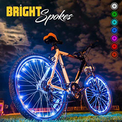 밝은 스포크 프리미엄 LED 자전거 휠 라이트 - 1 가지 색상의 7 가지 색상 - USB 충전식 배터리 - 강력한 실리콘 튜브 커버 - 18 가지 모드 - 모든 연령대 - (1 타이어)