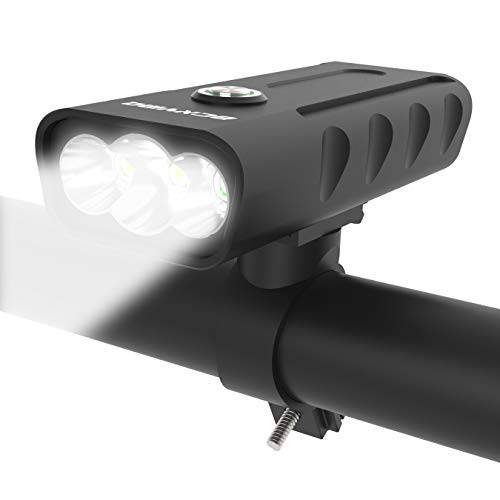 BCXYMQ USB 충전식 자전거 라이트 전면, 3 LED 1000 루멘 런타임 10 시간 배터리 내장 자전거 헤드 라이트 방수 액세서리 알루미늄 합금 사이클링 안전 라이트 손전등
