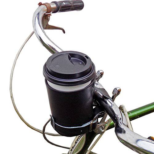 Cruzy Leather Bike Cup Holder Handmade by Hide & Drink :: Black