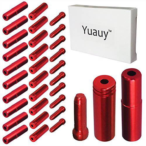 Yuauy (총 30 PCS) 10 PC 5mm 빨간색 합금로드 산악 자전거 자전거 브레이크 케이블 팁 캡 엔드 크림프 + 10 PC 4mm 시프트 디레일러 케이블 팁 엔드 + 10 PC 케이블 엔드 크림프 (R1)