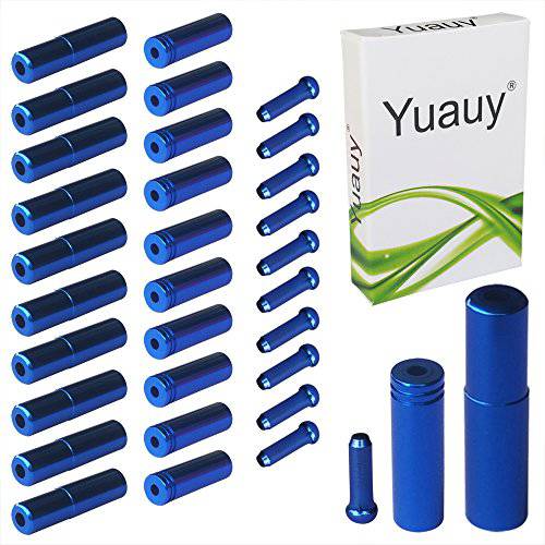 Yuauy (Total 30 PCS) 10 PCs 5mm Blue Alloy Road Mountain Bicycle Bike Brake Cable Tips Caps End Crimp + 10 PCs 4mm Shift Derailleur Cable Tips End + 10 PCs Cable End Crimps