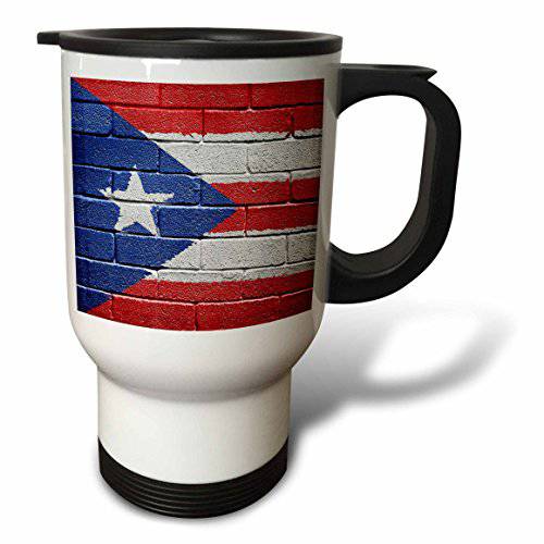 3dRose National 깃발 of Puerto Rico Painted Onto a 브릭 벽면 Rican 여행용 머그잔, 14 oz, 다양한색