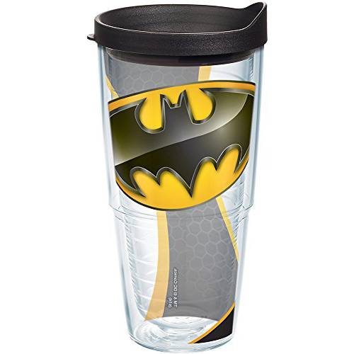 Tervis 1159964 Batman - Logo Tumbler with Wrap and Black Lid 24oz, Clear