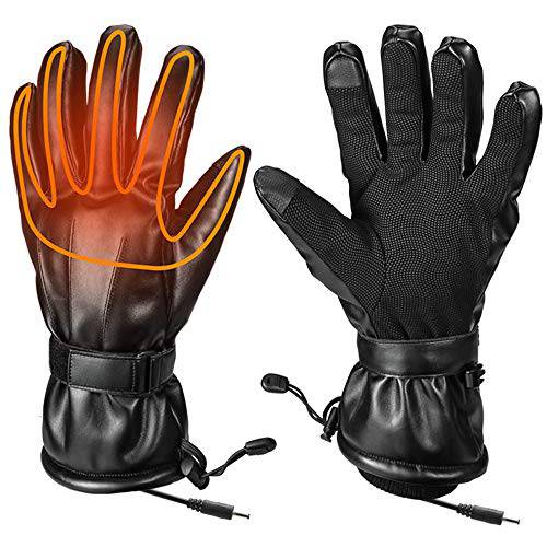Heated Gloves for Men Fingers Hands Warmer for Ski Motorcycle Hiking Hunting Electric Heated Gloves Windproof Waterproof for Winter Powered by USB Power Bank Battery Heated Gloves（no Include Battery