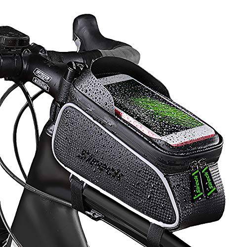 Sireck Bicycle Bag Waterproof and Touch Screen Mountain Road Bike Front Frame Tube Bag Cycling Phone Holder for 6 Cellphone