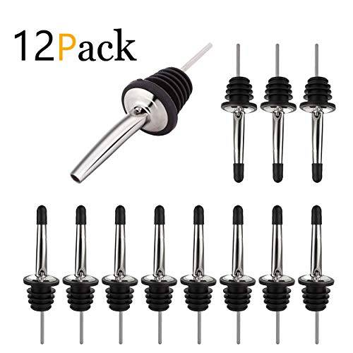 recyco 12 Pack Stainless Steel Bottle Pourers Tapered Spout with Dust Caps