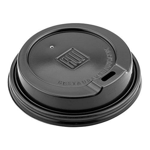 블랙 플라스틱 커피 컵 뚜껑 - Fits 8, 12, 16 and 20 oz - 25 count 박스 - Restaurantware, RWA0283B-25