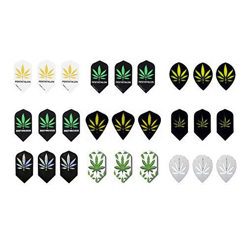 Poly Metronic 5 세트 (15 Pieces) of Marijuana Pot Leaf 슬림 사이즈 다트 Flights - 다양한 디자인