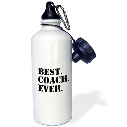 3dRose Best Coach Ever-Gifts 스포츠 Coaches-Life Coaches-or other 타입 of coaches-black text 스포츠 물병, 워터보틀, 21 oz, 화이트