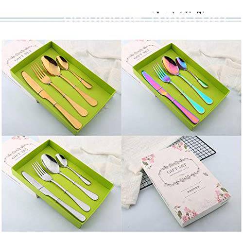 Wbeng 4 Pieces Stainless Steel Flatware Set,Spoons Knife Fork Set, Cutlery Set Gift Box Travel Camping,Reusable Lunch Box Utensils,Portable Travel Silverware Set