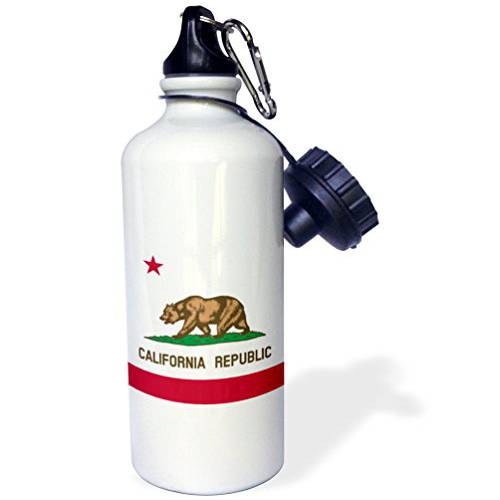 3dRose  깃발 of 캘리포니아 Republic-Us 아메리칸 State-United States of America-The Bear 깃발 화이트 레드 스포츠 물병, 워터보틀, 21 oz, 화이트