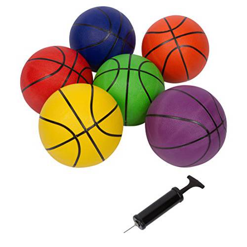 29.5 Size 7 Regulation Size Basketballs - Set of 6 Multicolor With Pump by Trademark Innovations