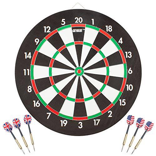 GSE Games & Sports Expert Professional Regulation Size 2-in-1 Paper Baseball/Dartboard Game Set with 6 Steel Tip Darts