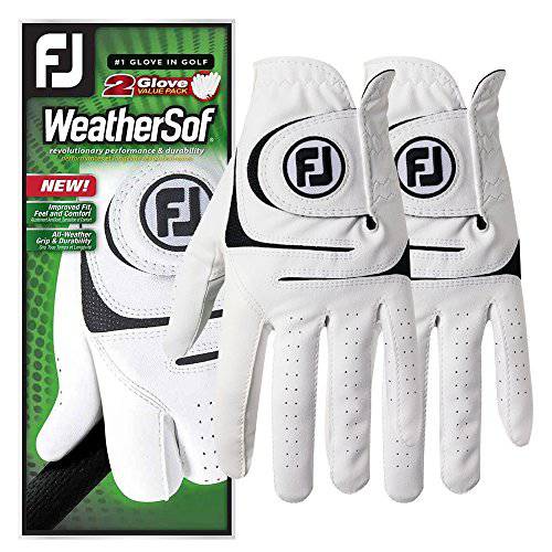 FootJoy WeatherSof 2-Pack Golf Gloves 2018 Regular White/Black Fit to Left Hand Medium