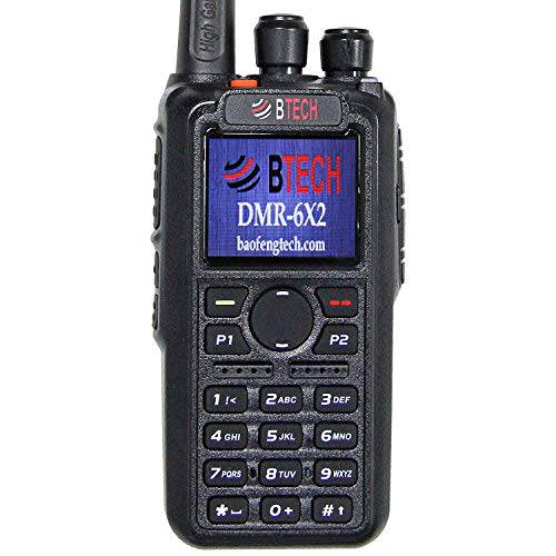 BTECH DMR-6X2 (DMR and Analog) 7-Watt Dual Band Two-Way Radio (136-174MHz VHF & 400-480MHz UHF), with GPS and Recording, Includes Full Kit with 1 Battery, Programming Cable, and More