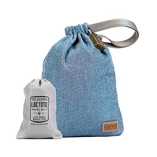 LOCTOTE AntiTheft Sack 3L - The Packable Portable Safe | Anti-theft | Lockable | Slash-Resistant (Denim Blue)