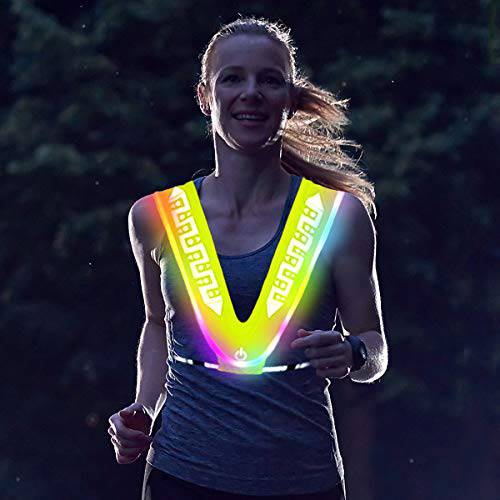 NeatTimes LED Reflective Vest USB Rechargeable for Running Cycling Hiking in Night Sport, Make You Visible,Safe & Seen, Size Adjustable for Men and Women