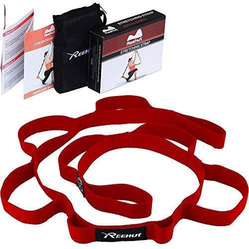 REEHUT Stretching Strap - Exercise Stretch Straps for Athletic Trainers, Physical Therapists with Loops, Ebook, Carrying Bag