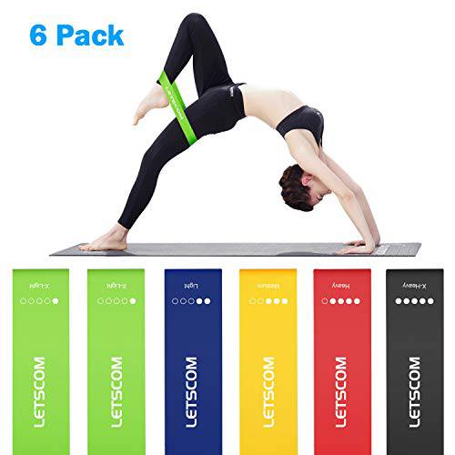 LETSCOM Resistance Loop Bands, Exercise Resistance Bands, Home Gym Fitness Exercise Bands for Resistance Training, Strength Mobility Training, Physical Therapy, Rehab, Pilates, Yoga, Carry Bag